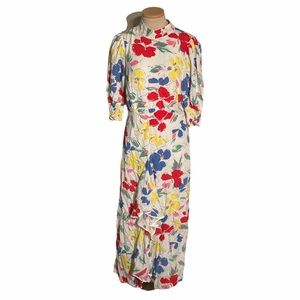 Rixo Target Floral Mock Neck Cascade Ruffle Dress